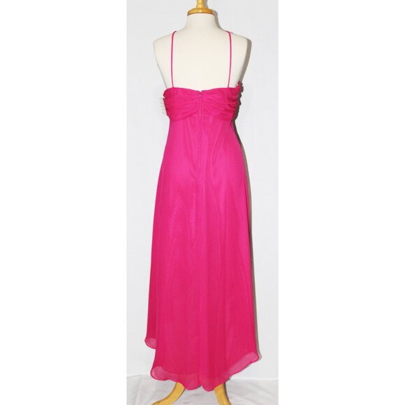 NWOT Eureka #1111-Chiffon High-Low Vintage Formal Dress-SIZE XL-FUCHSIA-NEW - Picture 3 of 6